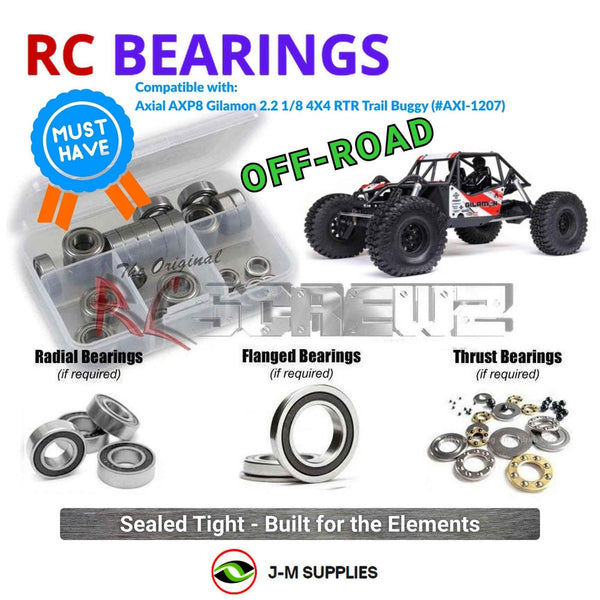 J-M SUPPLIES - RCScrewZ Rubber Shielded Bearings axi044r for Axial AXP8 Gilamon 2.2 1/8 4X4 Trail (#AXI-1207) | SET - 