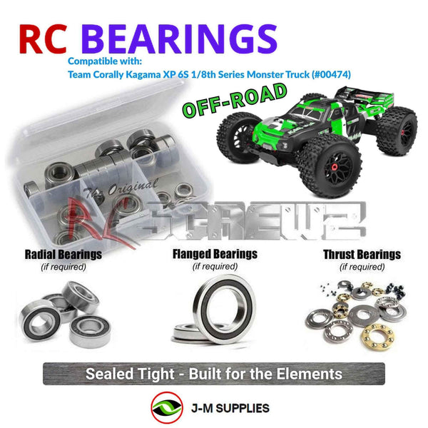 J-M SUPPLIES - RCScrewZ Rubber Shielded Bearings cor022r for Team Corally Kagama XP 6S 1/8 Series MT (#00474) | SET - 