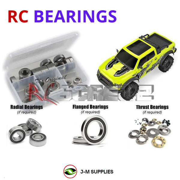 Representative image of an RCScrewZ rubber-sealed bearing kit for Gmade GS02 Komodo Double Cab 57004; exact bearing sizes and quantities vary by RC model.