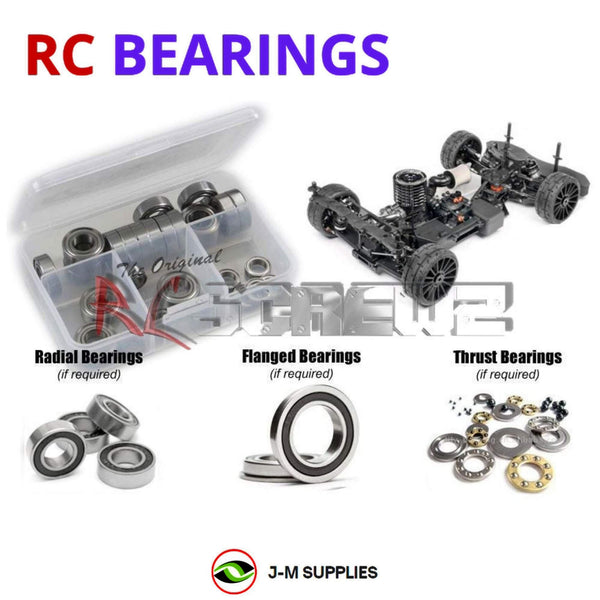 Representative image of an RCScrewZ rubber-sealed bearing kit for Hot Bodies RGT8 Onroad 1/8th Nitro #115770; exact bearing sizes and quantities vary by RC model.