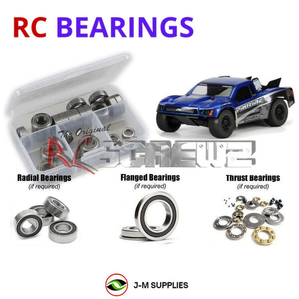 Representative image of an RCScrewZ rubber-sealed bearing kit for ProLine PRO-2 1/10 Electric 2WD Short Course Truck (400100); exact bearing sizes and quantities vary by RC model.