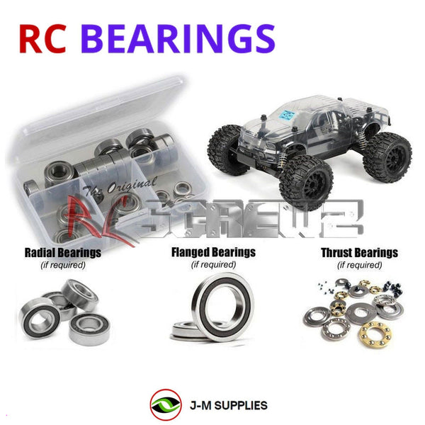 Representative image of an RCScrewZ rubber-sealed bearing kit for ProLine Pro MT 4x4 1/10th Electric Monster Truck (#400500); exact bearing sizes and quantities vary by RC model.