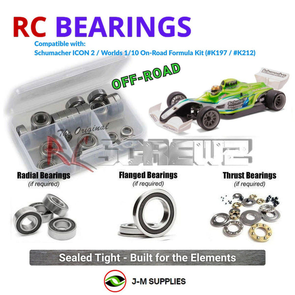 J-M SUPPLIES RC Parts Store - RCScrewZ Rubber Shielded Bearings sch042r for Schumacher ICON 2 / Worlds 1/10 Formula Kit (#K197 / #K212) | RCX