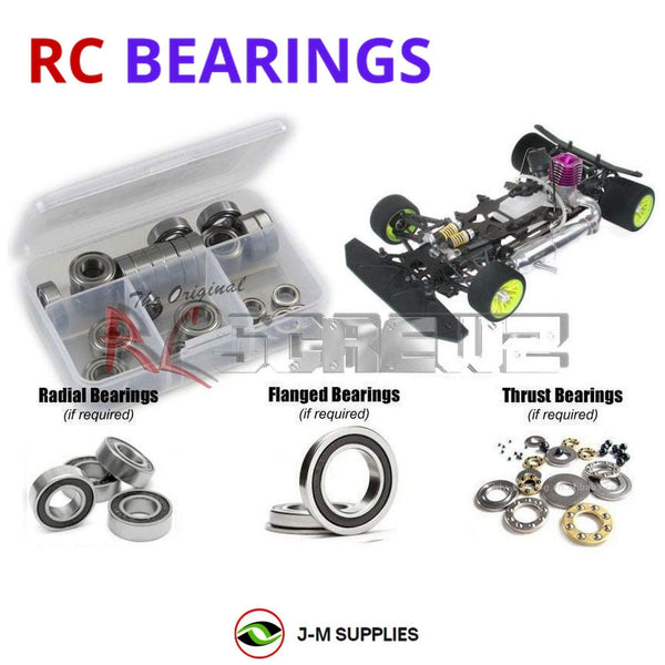 Representative image of an RCScrewZ rubber-sealed bearing kit for Serpent Vector NT 2002 1/8 Nitro 4WD Rally/Touring (909020); exact bearing sizes and quantities vary by RC model.