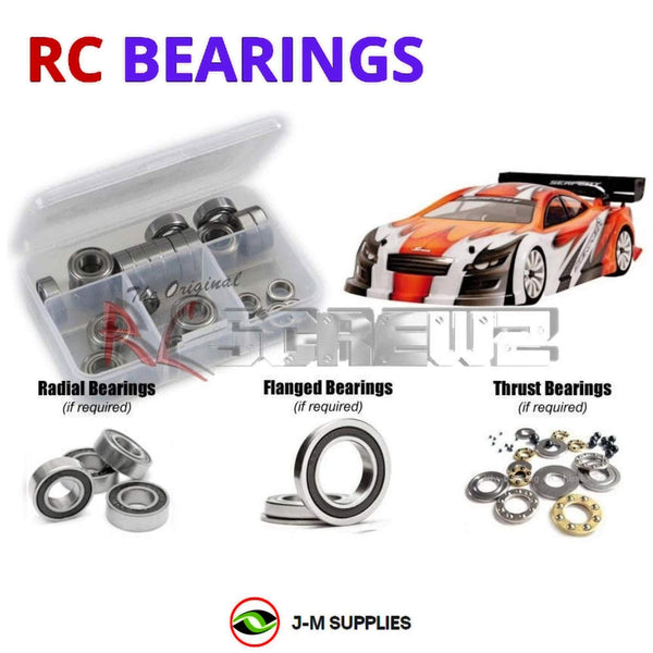 Representative image of an RCScrewZ rubber-sealed bearing kit for Serpent Natrix 748e 1/10th #804009; exact bearing sizes and quantities vary by RC model.