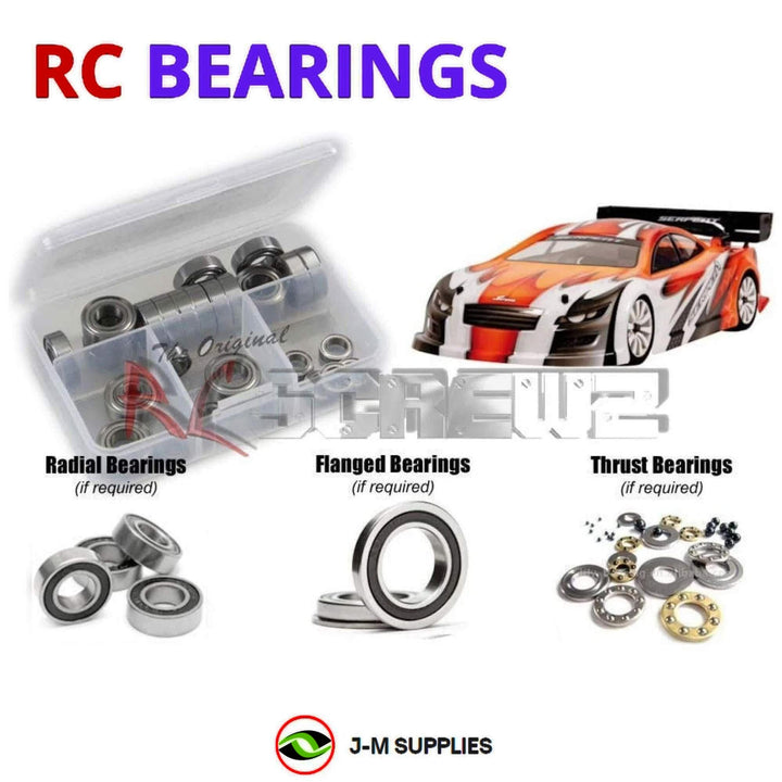 Representative image of an RCScrewZ rubber-sealed bearing kit for Serpent Natrix 748-e 1/10 Electric 4WD Touring (804009); exact bearing sizes and quantities vary by RC model.