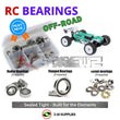 Representative image of an RCScrewZ rubber-sealed bearing kit for Serpent Cobra Truggy E 1/8th Electric Truggy (#600039); exact bearing sizes and quantities vary by RC model.
