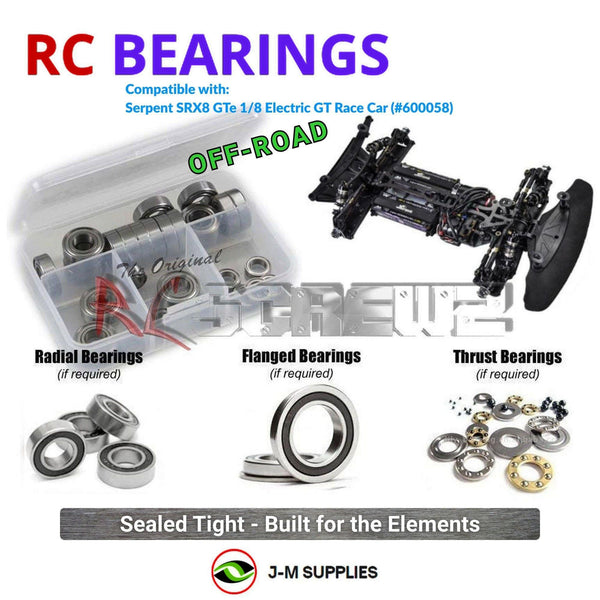 J-M SUPPLIES RC Parts Store - RCScrewZ Rubber Shielded Bearings ser104r for Serpent SRX8 GTe 1/8 Electric GT Race Car (#600058) | UPG