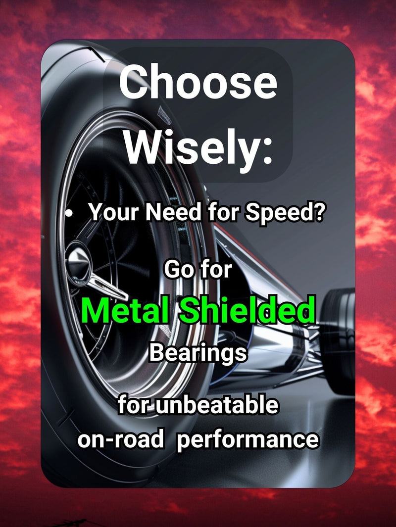 Infographic: 'Choose Wisely for Your Need for Speed' – Highlights Metal Shielded Bearings as the top choice for unbeatable on-road RC car performance - tam258r