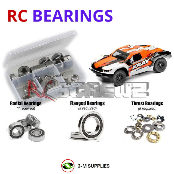Representative image of an RCScrewZ rubber-sealed bearing kit for Team XRAY SCX 1/10 Electric 2WD (320300); exact bearing sizes and quantities vary by RC model.