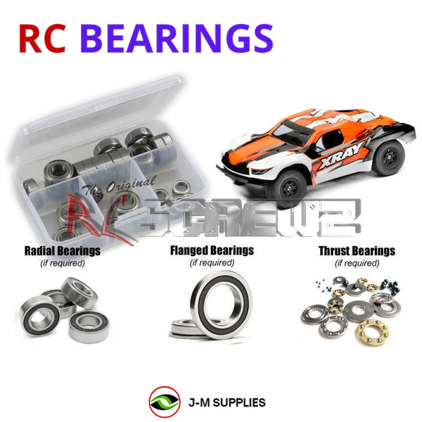 Representative image of an RCScrewZ rubber-sealed bearing kit for XRAY SCX 2021 1/10 Electric 2WD Short Course Truck(#320300); exact bearing sizes and quantities vary by RC model.