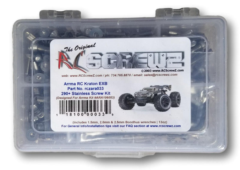 RCScrewZ Stainless Steel Screw Kit ara033 for ARRMA Kraton 6S EXB 1/8 Electric 4WD Brushless Extreme Bash Monster Truck Roller (ARA106053, 106053) | SET