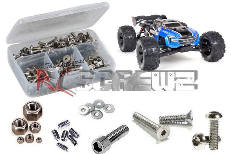RCScrewZ Stainless Steel Screw Kit ara038 for ARRMA Kraton 6S BLX V5 1/8 Electric 4WD Brushless Speed Monster Truck (ARA8608V5, 8608V5) | SET