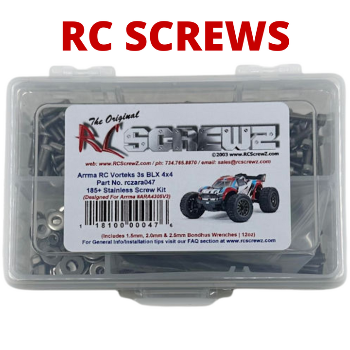 J-M SUPPLIES - RCScrewZ Stainless Screw Kit ara047 for Arrma Vorteks 3s BLX 4x4 1/10 #ARA4305V3 RC Car Complete Set - ara047