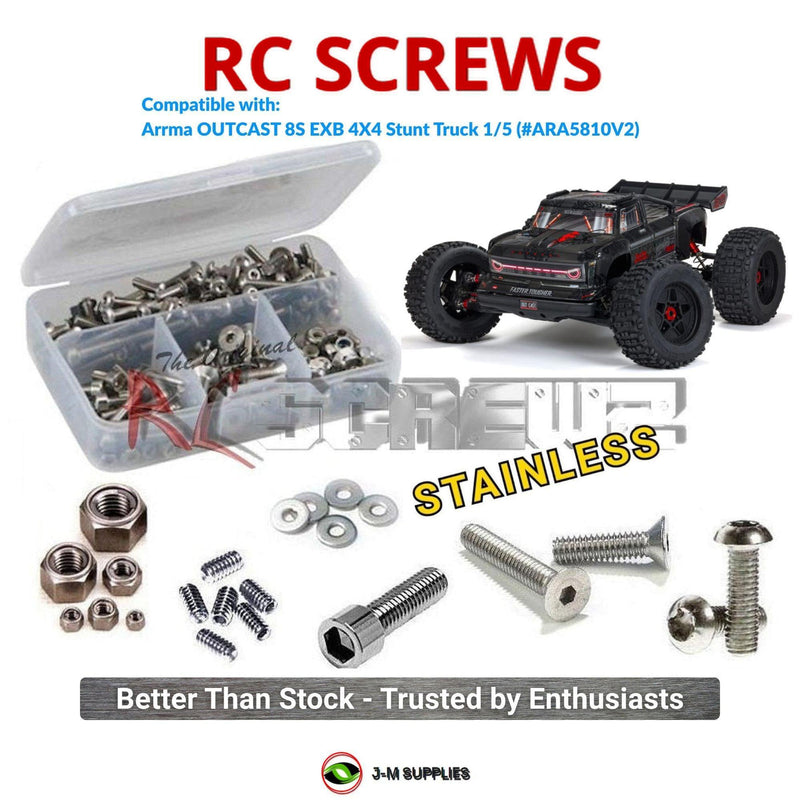 J-M SUPPLIES RC Parts Store - RCScrewZ Stainless Screw Kit ara068 for Arrma OUTCAST 8S EXB 1/5 Electric 4X4 Stunt Truck (#ARA5810V2) | UPG