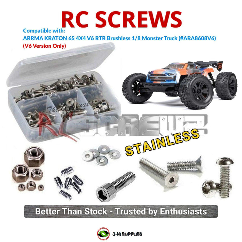 J-M SUPPLIES RC Parts Store - RCScrewZ Stainless Screw Kit ara069 for ARRMA KRATON 6S 4X4 V6 RTR Brushless 1/8 Monster Truck (#ARA8608V6) (V6 Version Only) | UPG