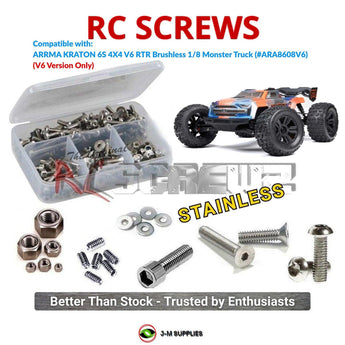 J-M SUPPLIES RC Parts Store - RCScrewZ Stainless Steel Screw Kit ara069 for ARRMA Kraton 6S BLX V6 1/8 Electric 4WD Brushless Speed Monster Truck RTR (ARA8608V6, ARA8608V6T1, ARA8608V6T2, ARA8608V6T3, ARA8608V6T4) | UPG