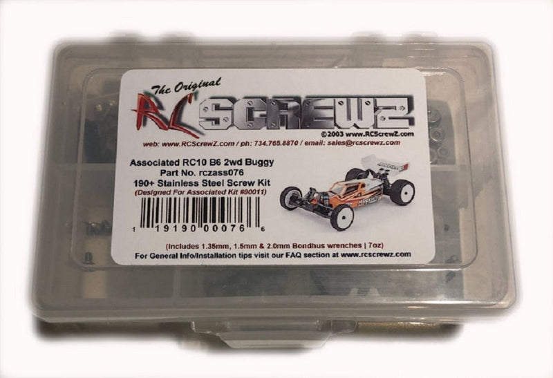 RCScrewZ Stainless Steel Screw Kit ass076 for Team Associated RC10B6 Team Kit 1/10 Electric 2WD Off-Road Buggy (#90011) | SET
