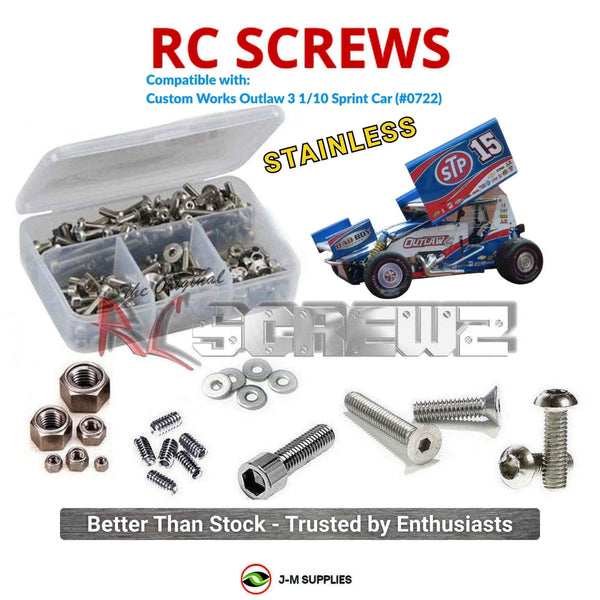 J-M SUPPLIES - RCScrewZ Stainless Screw Kit cus024 for Custom Works Outlaw 3 1/10 Sprint Car (#0722) | SET - 