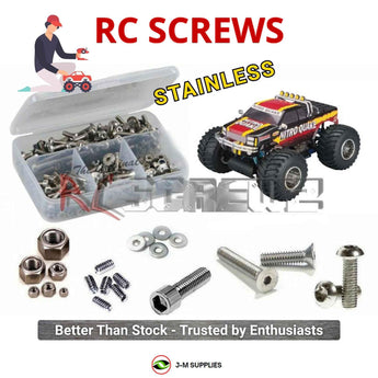 Representative image of an RCScrewZ stainless steel screw kit for Duratrax Nitro Quake; exact kit contents vary by RC model.