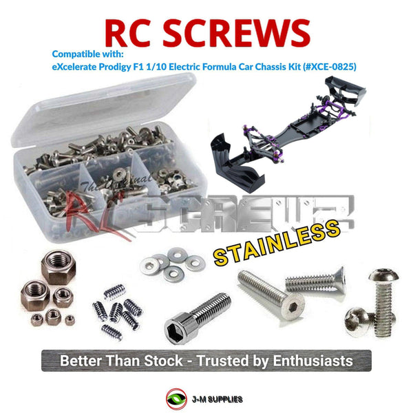 J-M SUPPLIES RC Parts Store - RCScrewZ Stainless Screw Kit exc001 for eXcelerate Prodigy F1 1/10 Electric Formula Car Chassis Kit (#XCE-0825) | UPG