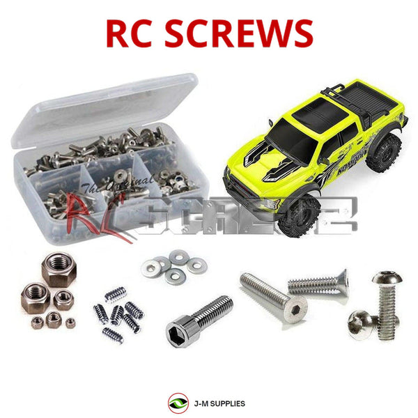 Representative image of an RCScrewZ stainless steel screw kit for GMade GS02 Komodo Double Cab TS #GM57004; exact kit contents vary by RC model.
