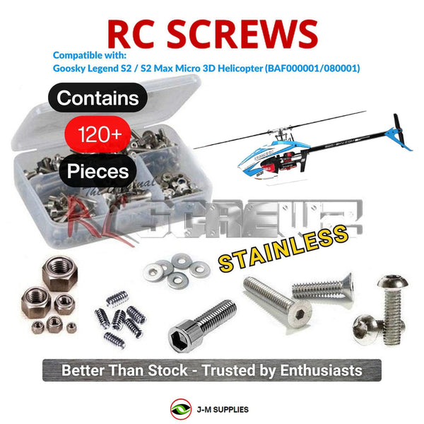 J-M SUPPLIES RC Parts Store - RCScrewZ Stainless Screw Kit gsk002 for Goosky Legend S2 / S2 Max Micro 3D Helicopter (BAF000001/080001) | RCX