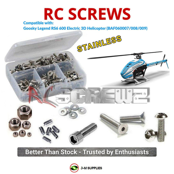 J-M SUPPLIES RC Parts Store - RCScrewZ Stainless Screw Kit gsk006 for Goosky Legend RS6 600 3D Helicopter (BAF060007/008/009) | RCX