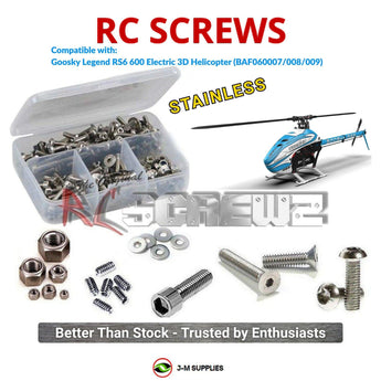 J-M SUPPLIES RC Parts Store - RCScrewZ Stainless Screw Kit gsk006 for Goosky Legend RS6 600 3D Helicopter (BAF060007/008/009) | RCX