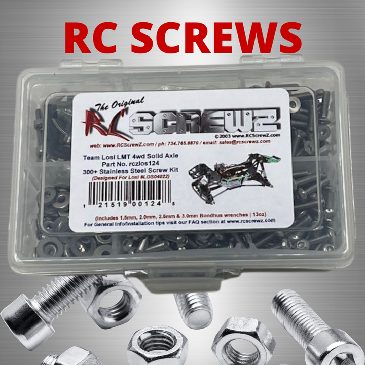 J-M SUPPLIES - RCScrewZ Stainless Screw Kit los124 for Losi LMT 4WD Solid Axle Monster Truck Roller (#LOS04022) - los124