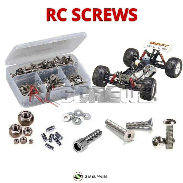 Representative image of an RCScrewZ stainless steel screw kit for Mugen Seiki MBX5-T / MBX5-T Prospec 1/8th Gas 4WD Truggy; exact kit contents vary by RC model.