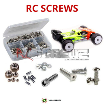 Representative image of an RCScrewZ stainless steel screw kit for Mugen Seiki MBX8T Nitro 1/8 #E2023; exact kit contents vary by RC model.