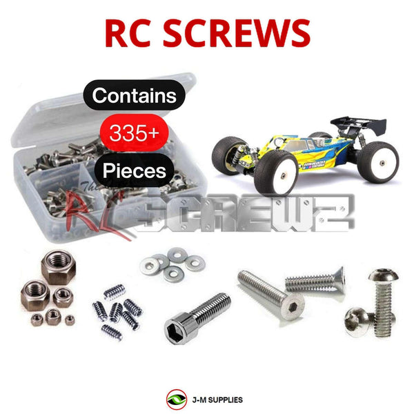 Representative image of an RCScrewZ stainless steel screw kit for Mugen Seiki MBX8TR 1/8 Nitro 4WD Truggy (#E2029); exact kit contents vary by RC model.