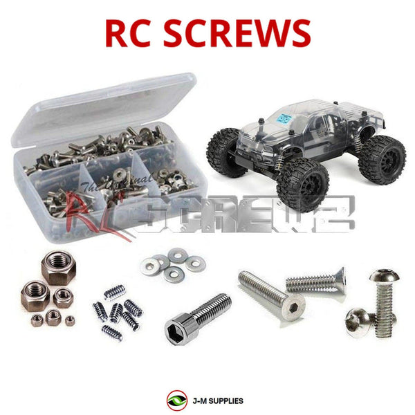 Representative image of an RCScrewZ stainless steel screw kit for ProLine Pro MT 4x4 1/10th Electric Monster Truck (#400500); exact kit contents vary by RC model.