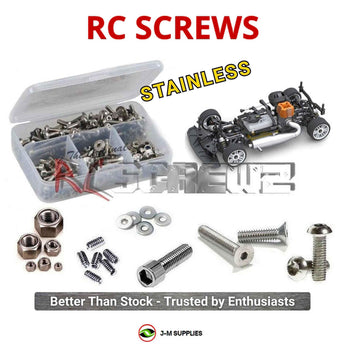 Representative image of an RCScrewZ stainless steel screw kit for Serpent 747 1/10th Scale - Nitro 4WD (#804005) Touring Car; exact kit contents vary by RC model.