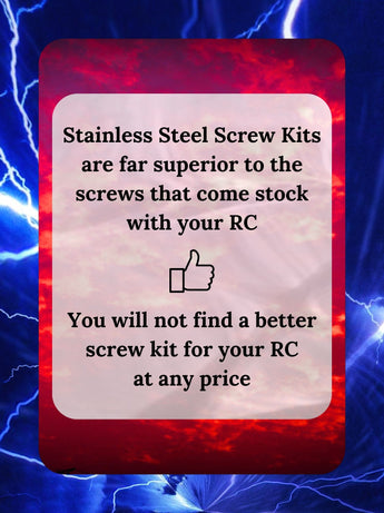 Representative image of an RCScrewZ stainless steel screw kit for Tamiya Super Champ 1/10 Electric 2WD Buggy (58034); exact kit contents vary by RC model.