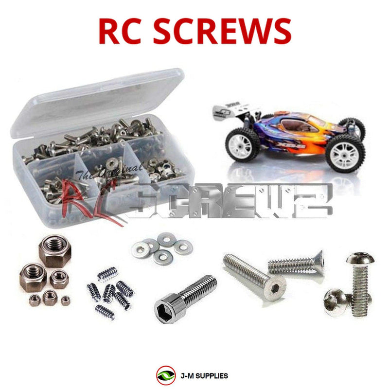 Representative image of an RCScrewZ stainless steel screw kit for Team XRAY XB8 1/8 Nitro 4WD Buggy (350000); exact kit contents vary by RC model.