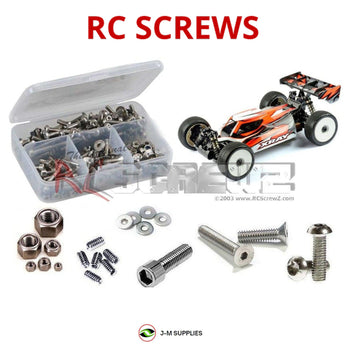 Representative image of an RCScrewZ stainless steel screw kit for Team XRAY XB8e 2020 1/8th #350157; exact kit contents vary by RC model.
