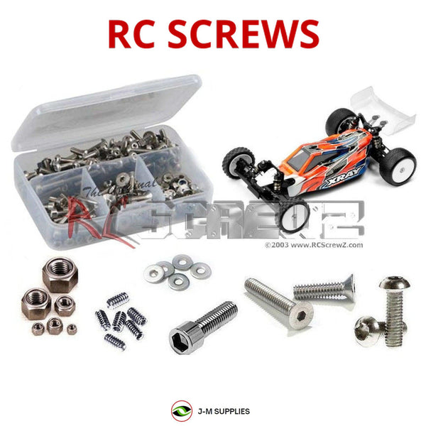 Representative image of an RCScrewZ stainless steel screw kit for XRAY XB2 2020 Carpet/Dirt 1/10th Buggy (#320007 & #320008); exact kit contents vary by RC model.