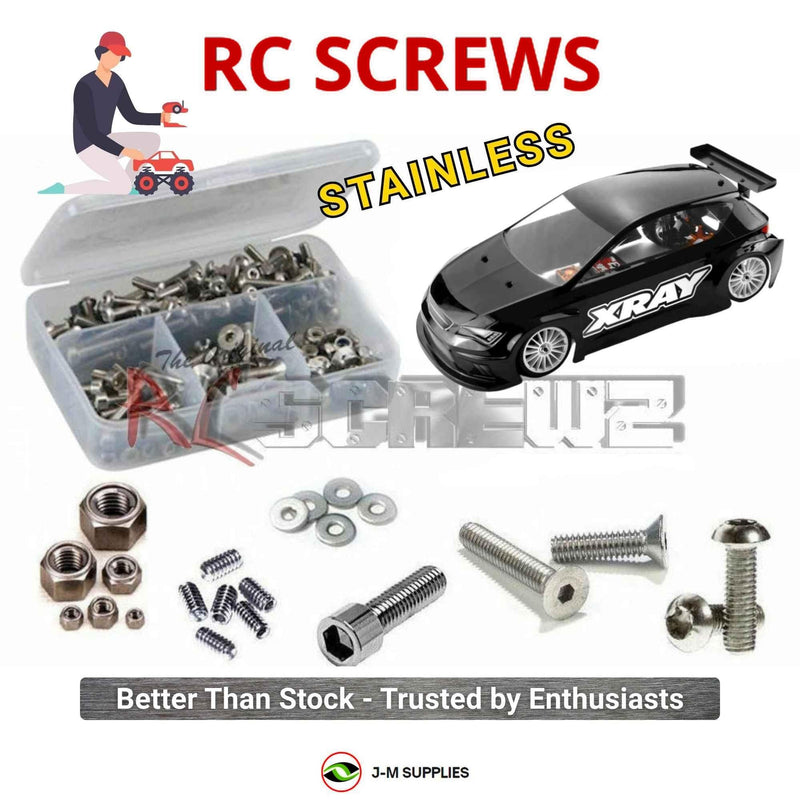 Representative image of an RCScrewZ stainless steel screw kit for Team XRAY T4F 1/10 FWD Electric Touring Car (300200); exact kit contents vary by RC model.