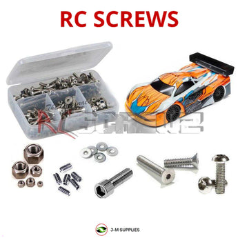 Representative image of an RCScrewZ stainless steel screw kit for Team XRAY GTXe 2023 1/8 Electric On-Road GT Car (350604); exact kit contents vary by RC model.