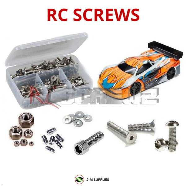 Representative image of an RCScrewZ stainless steel screw kit for Team XRAY GTXe 2023 1/8 Electric On-Road GT Car (350604); exact kit contents vary by RC model.