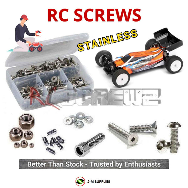 Representative image of an RCScrewZ stainless steel screw kit for Team XRAY XB4 2022 Carpet/Dirt 360010/11; exact kit contents vary by RC model.