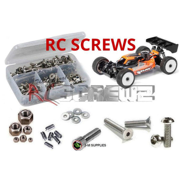 Representative image of an RCScrewZ stainless steel screw kit for Team XRAY XB8 2024 1/8th Nitro Buggy (#350019); exact kit contents vary by RC model.