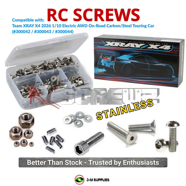 J-M SUPPLIES RC Parts Store - RCScrewZ Stainless Screw Kit xra176 for Team XRAY X4 '26 1/10 Electric Carbon/Steel Touring Car (#300042/43/44) | UPG