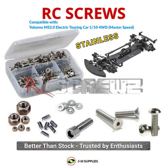 Representative image of an RCScrewZ stainless steel screw kit for Yokomo MS2.0 Touring Car 1/10 4WD (Master Speed); exact kit contents vary by RC model.