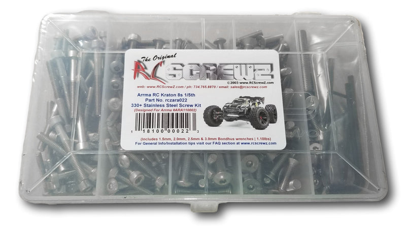 Rustproof, Durable, Quality RCScrewZ Stainless Steel Screw Kit ara022 for ARRMA Kraton 8S BLX 1/5 Electric 4WD Brushless Speed Monster Truck (ARA110002, 110002) | SET - Affordable Quality | Quick Ship - by J-M SUPPLIES