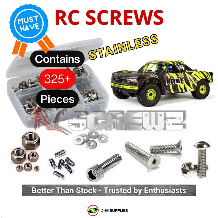 Representative image of an RCScrewZ stainless steel screw kit for ARRMA MOJAVE 6S BLX 1/7 Electric 4WD Desert Truck (ARA106058); exact kit contents vary by RC model.