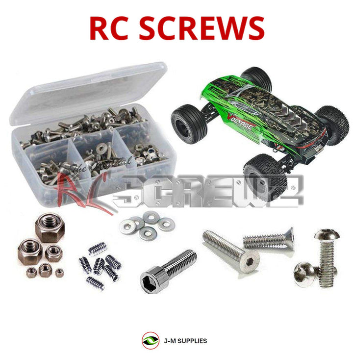 Representative image of an RCScrewZ stainless steel screw kit for ARRMA FAZON Voltage MEGA 1/10 Electric 2WD Speed Truck (AR102664); exact kit contents vary by RC model.