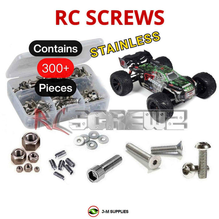 Representative image of an RCScrewZ stainless steel screw kit for ARRMA KRATON 6S BLX V2 1/8 Electric 4WD MT (ARA106015); exact kit contents vary by RC model.